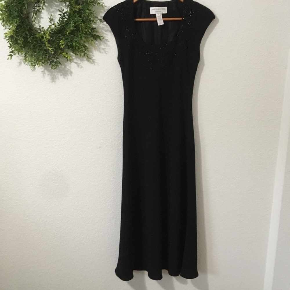 Jones New York Black Beaded Maxi Dress